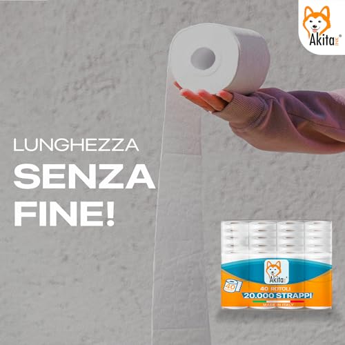 Akitaink 20 rotoli di Carta Igienica 2 Veli 10000 Strappi Totali, Pura cellulosa, Morbida e resistente, Delicata sulla Pelle, Dermatologicamente Testata, Carta 100% Certificata FSC® Made in Italy - Dettaglio recensione 4