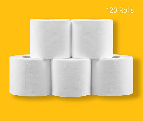 AmazonCommercial Carta igienica 2 veli pura cellulosa 120 rotoli (12 confezioni da 10) 180 fogli per rotolo dimensioni del foglio: 9,5cm x 11cm Compatibile con dispenser T4/T6 - Prova pratica