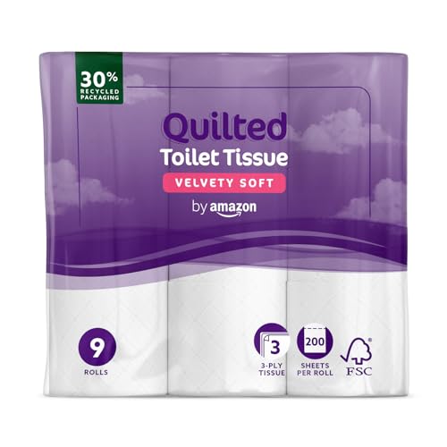 by Amazon Carta Igienica, 3 Veli Trapuntata, Morbida e Setosa, 36 Rotoli (4 Confezioni da 9), 200 Fogli per Rotolo, Certificata FSC - Funzionalità e accessori