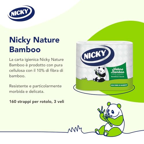 Nicky Nature Bamboo - 28 Rotoli di Carta Igienica, 160 Soffici Fogli a 3 veli di Pura Cellulosa e Arricchiti di Fibre di Bamboo, Morbida e Confortevole, Sostenibile Dentro e Fuori, Bianca - Prova pratica