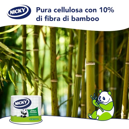 Nicky Nature Bamboo - 28 Rotoli di Carta Igienica, 160 Soffici Fogli a 3 veli di Pura Cellulosa e Arricchiti di Fibre di Bamboo, Morbida e Confortevole, Sostenibile Dentro e Fuori, Bianca - Dettaglio recensione 4