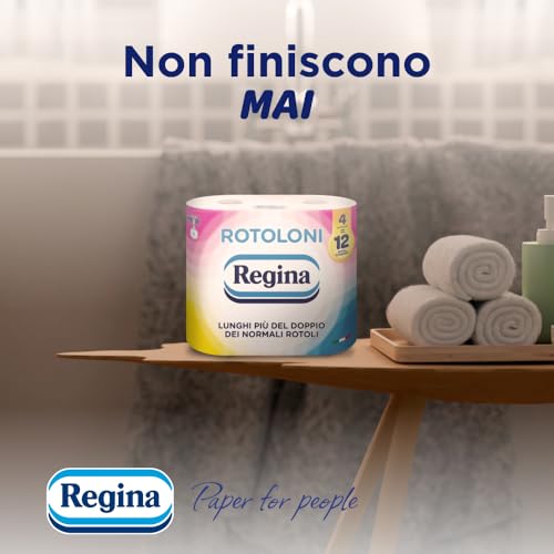 Regina Rotoloni - 4 Maxi Rotoli di Carta Igienica, 500 Fogli a 2 Veli, Lunghi Più del Doppio dei Normali Rotoli, Confezione 50% in Plastica Riciclata, Carta 100% Certificata FSC - Funzionalità e accessori