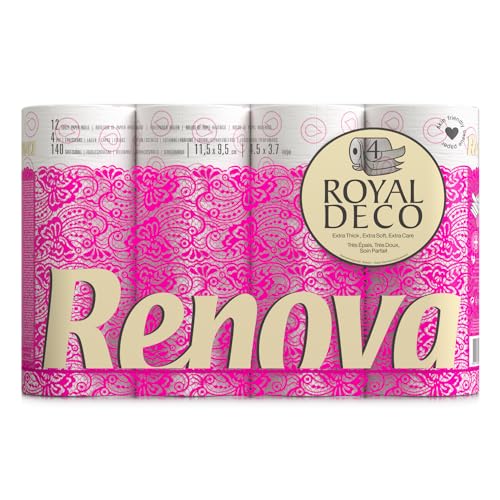 Renova 200043286 Deco Carta Igienica, 12 Rotoli, color Bianco, 16.1 m - Design e materiali