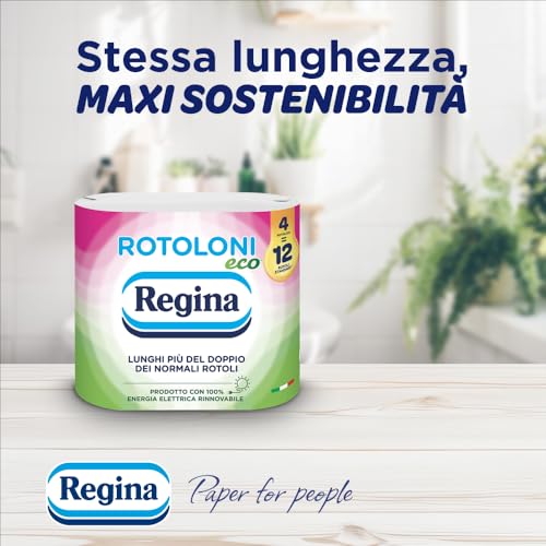 Rotoloni Regina Eco - 8 Maxi Rotoli di Carta Igienica, 500 Fogli a 2 Veli, Lunghi Più del Doppio dei Normali Rotoli, Confezione in Carta Riciclabile, Carta 100% Certificata FSC - Funzionalità e accessori