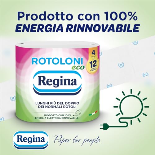 Rotoloni Regina Eco - 8 Maxi Rotoli di Carta Igienica, 500 Fogli a 2 Veli, Lunghi Più del Doppio dei Normali Rotoli, Confezione in Carta Riciclabile, Carta 100% Certificata FSC - Dettaglio recensione 4