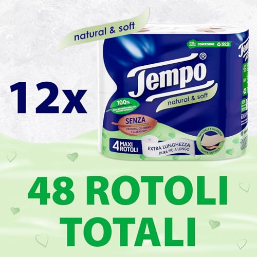 Tempo, Carta Igienica Natural & Soft, Morbida e Resistente, 48 Maxi Rotoli, Composti da 100% di Fibre Biodegradabili, Senza Profumo o Allergeni - Prova pratica