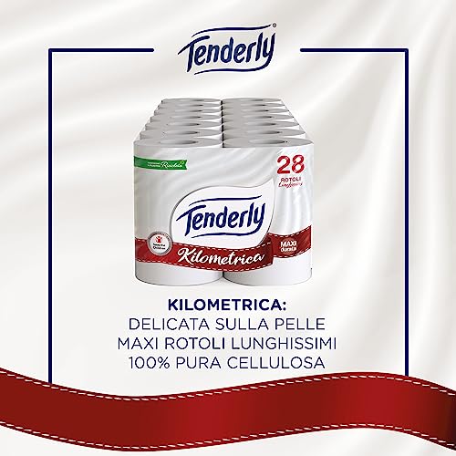 Tenderly Save the Children, 28 Maxi Rotoli di Carta Igienica, 2 Veli, 450* Strappi, Morbida e Adatta alle pelli Sensibili, Made in Italy, Dermatologicamente Testato - Prova pratica