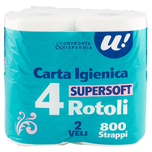 U! Confronta e Risparmia Carta Igienica Super Soft 2 Veli 800 Strappi, 4 Rotoli - Prova pratica